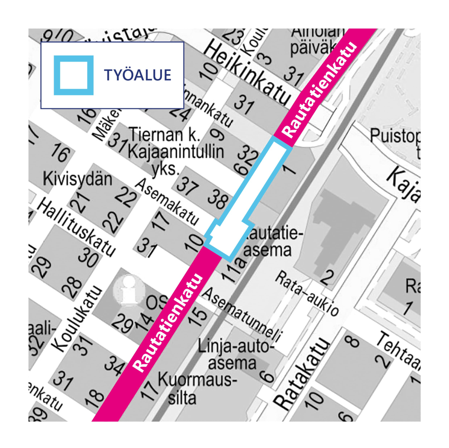 Kartta työmaa-alueesta.