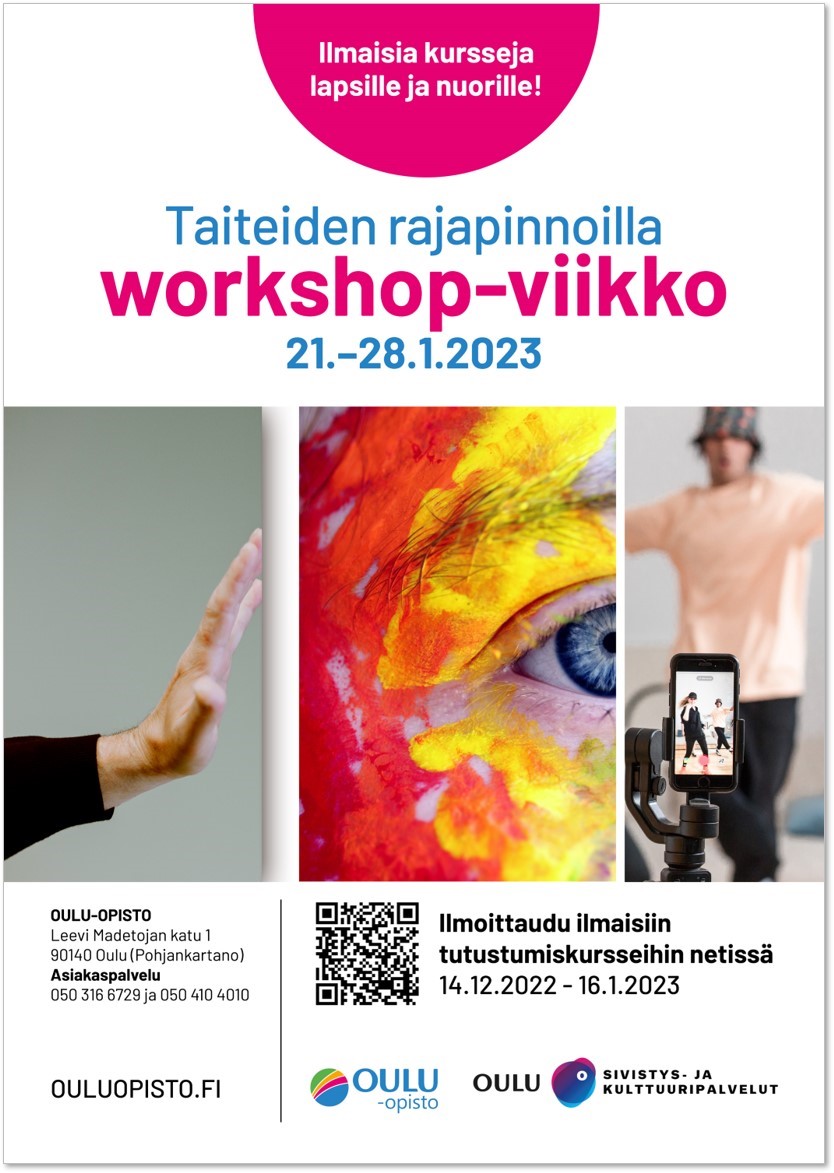 Taiteiden rajapinnoilla -workshopin mainos