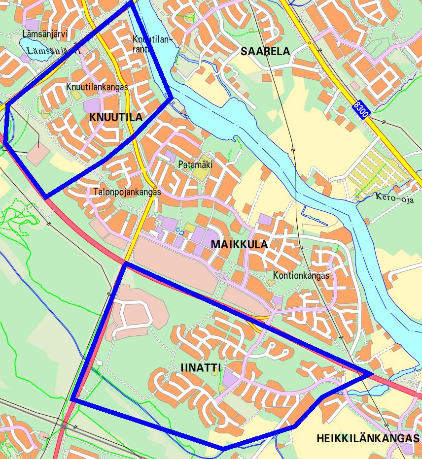 Vesimittareiden vaihto aluekartta