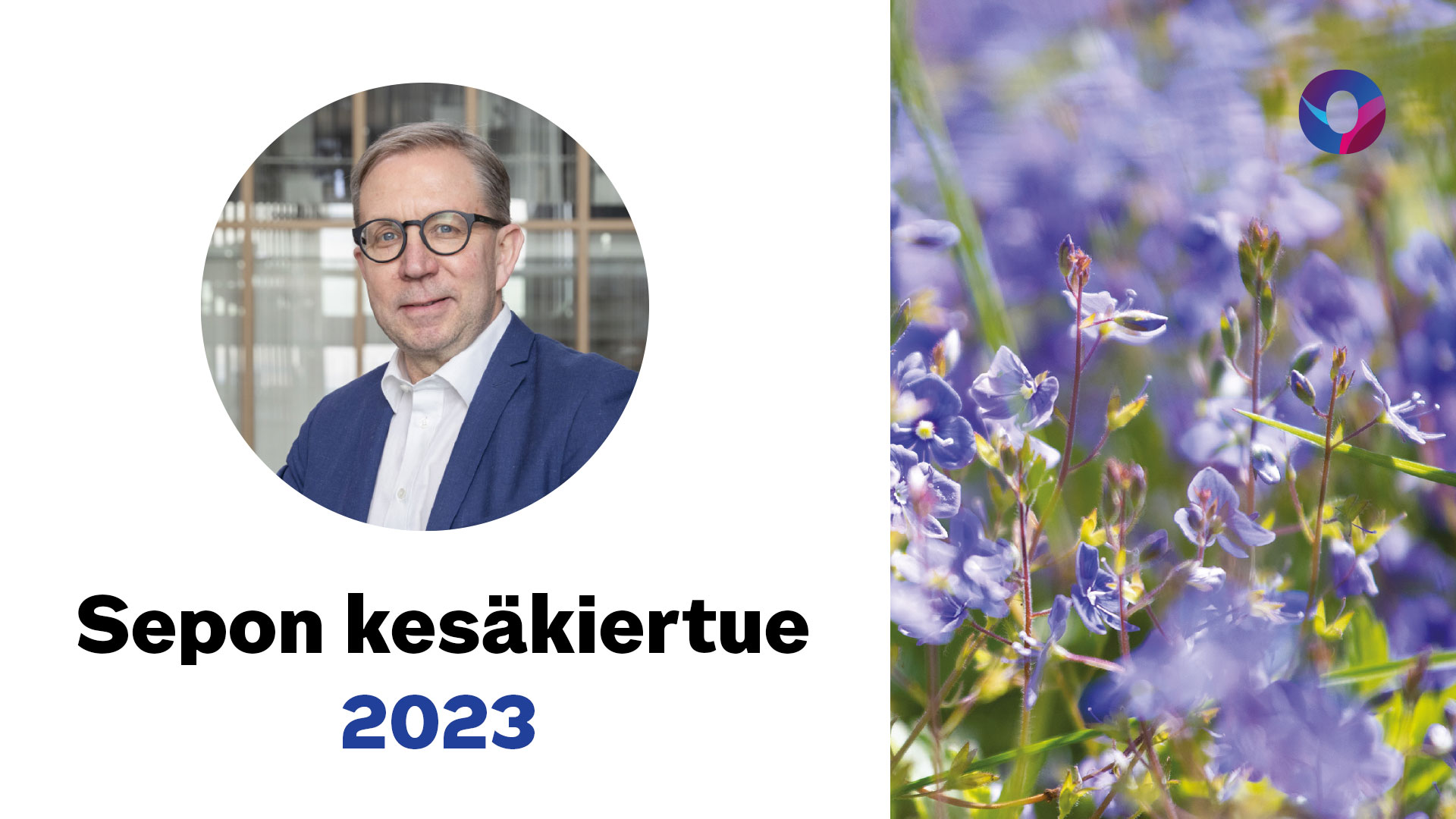 Sepon kesäkiertue -kuvassa Seppo Määttä ja kukkia