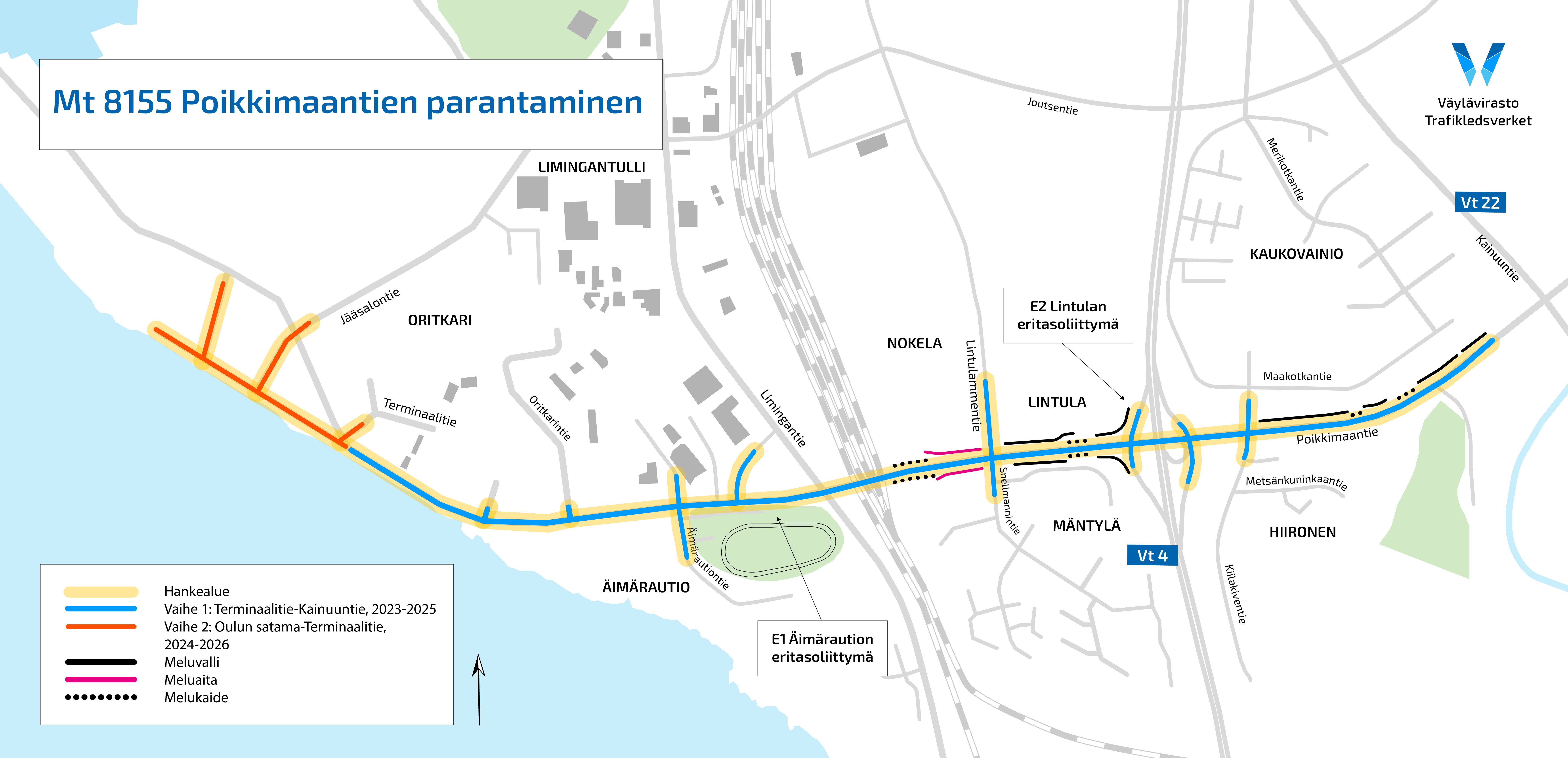 Karttakuva Poikkimaantien parantamisesta.