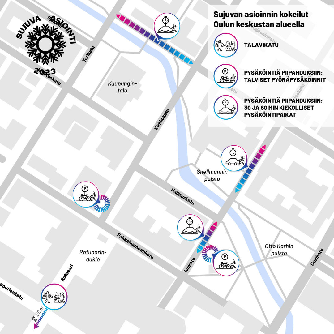 Karttakuva kokeilupisteistä.