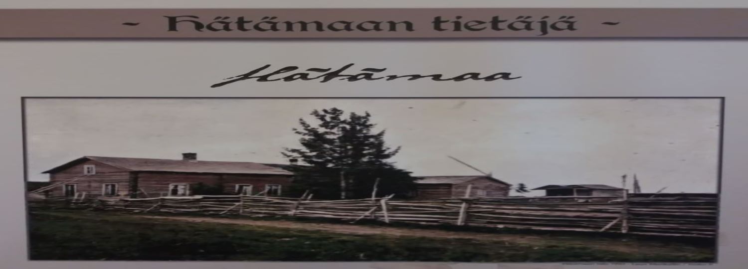 Vanhan maalaistalon pihapiiri, yllä teksti Hätämaa.