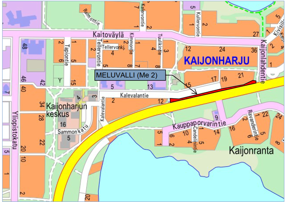 Karttakuva meluallin sijainnista