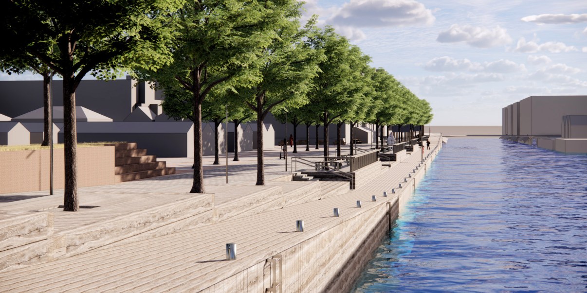 Havainnekuva torinrannan uudesta laiturista.