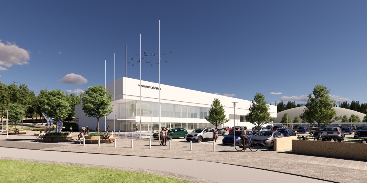 Havainnekuva Oulun vesiliikuntakeskuksesta. 