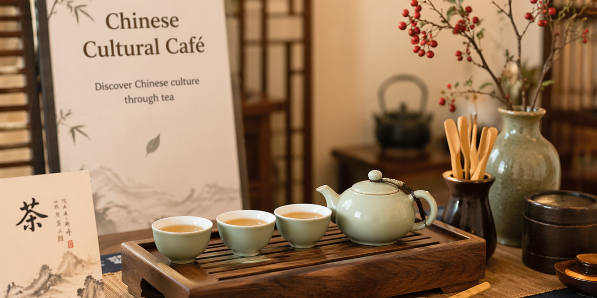 Kuvassa teepannu ja teekuppeja 