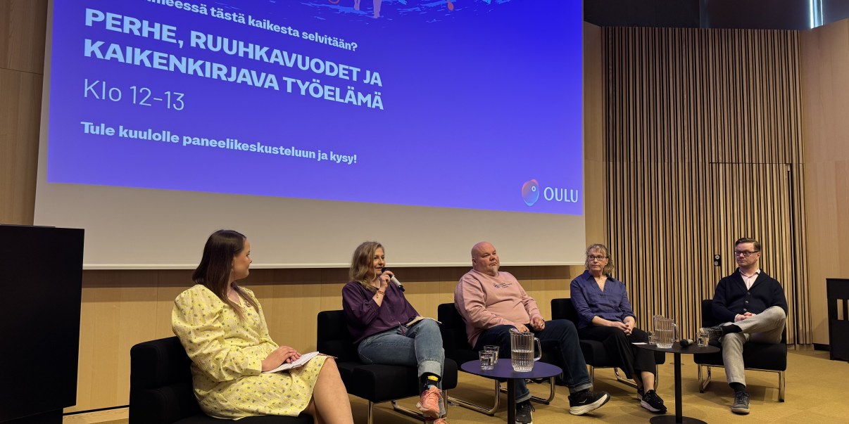 Paneelissa asiantuntijat vas. Miina-Anniina Heiskanen, Mirja Kaartinen, Pasi Laukka, Riitta Alatalo ja Niko Laaksonen olivat yhtä mieltä siitä, että jaksamishaasteiden kanssa ei kannata jäädä yksin.