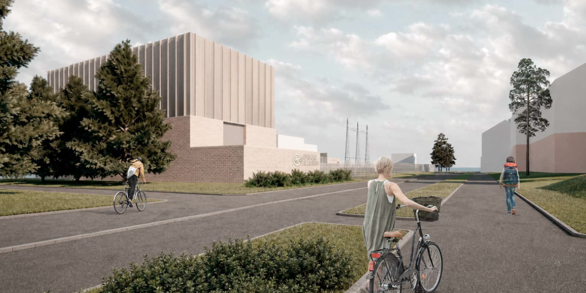 Kuva: Havainnekuva Koskitieltä suunnittelualueen suuntaan (Lukkaroinen Arkkitehdit, 2026).