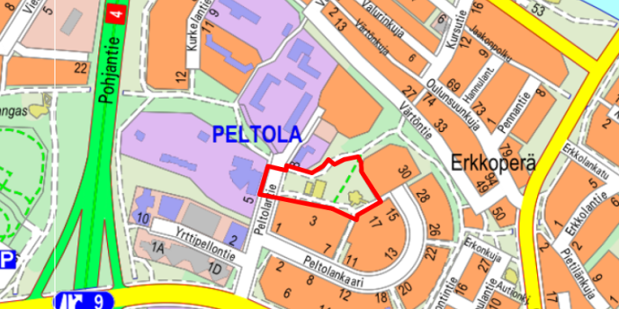 Opaskartta suunnittelualue Peltolanpuisto
