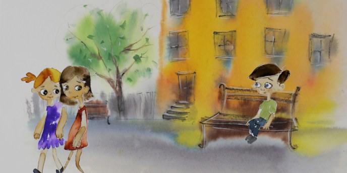 Vesivärikuva elokuvan hahmoista