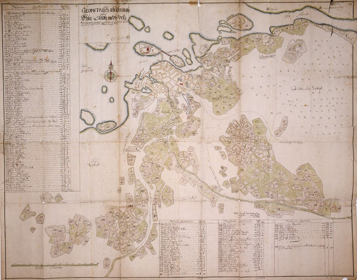 Kaupungin vanhin kartta vuodelta 1649