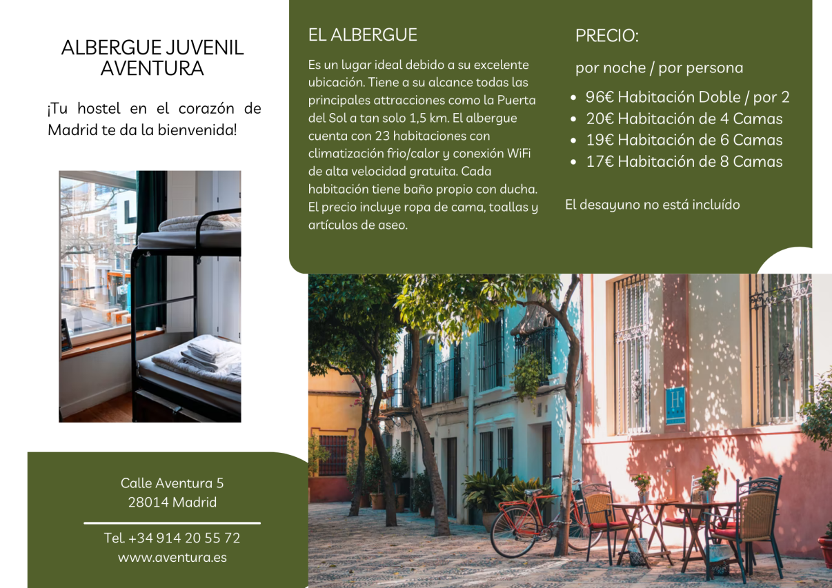 Kuvassa hotellin mainos. Teksti luettavissa alapuolella.