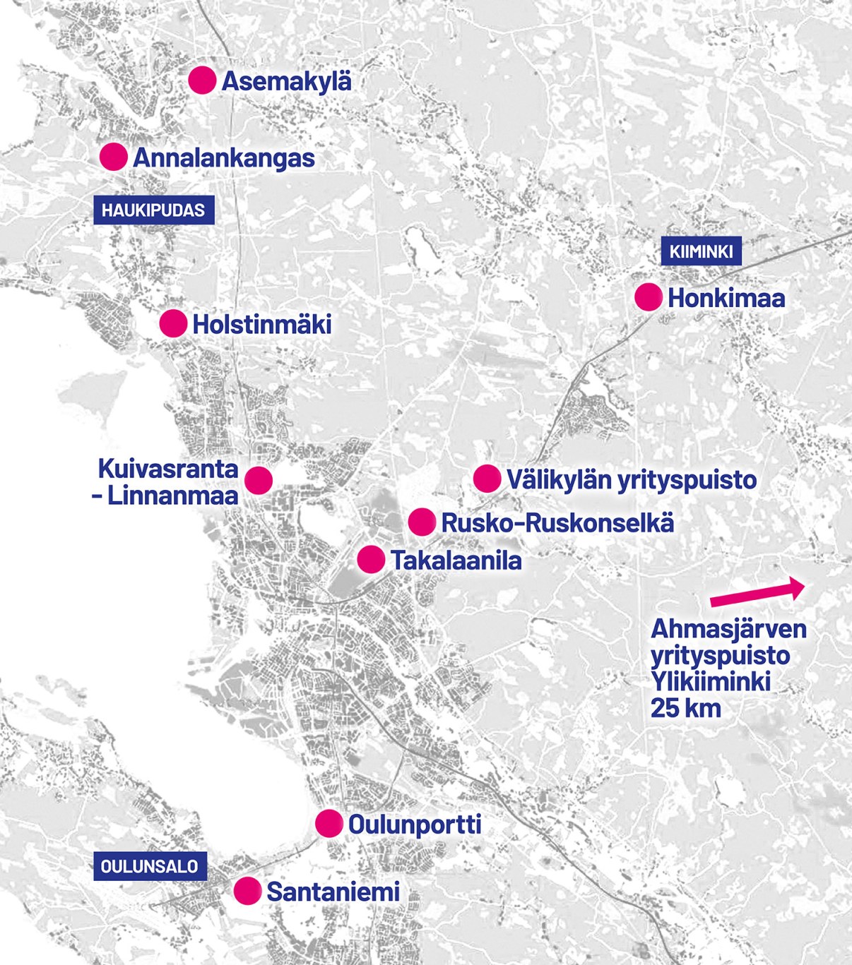 Oulun kaupungin yritystonttialueet