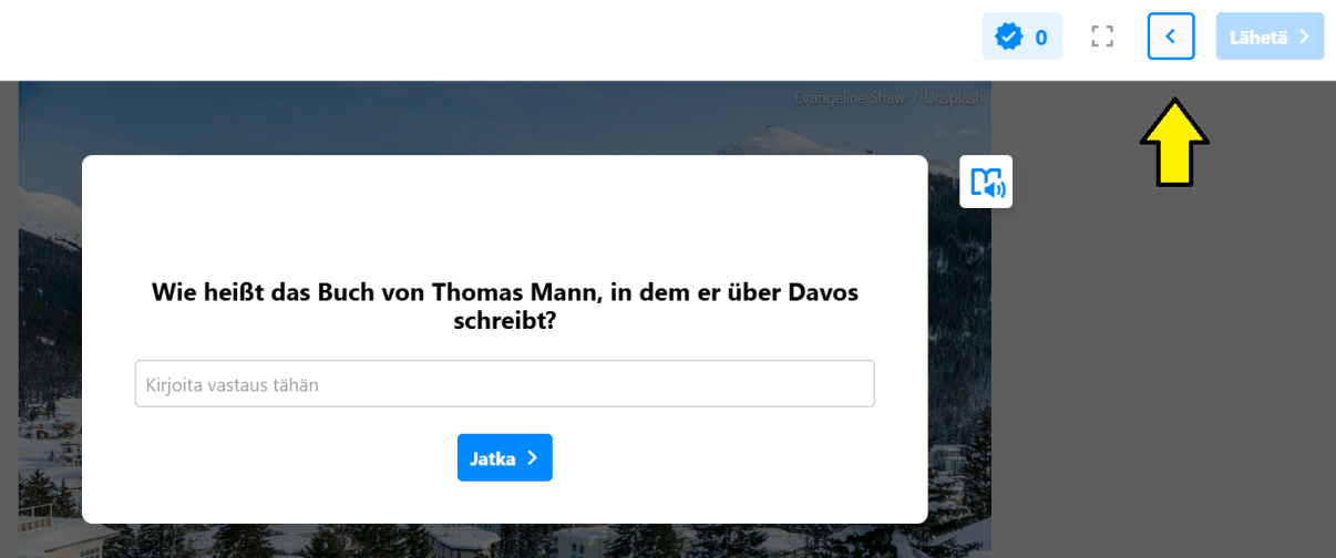 Kuvassa on esitetty mistä kohdasta oppilaan täytyy painaa.