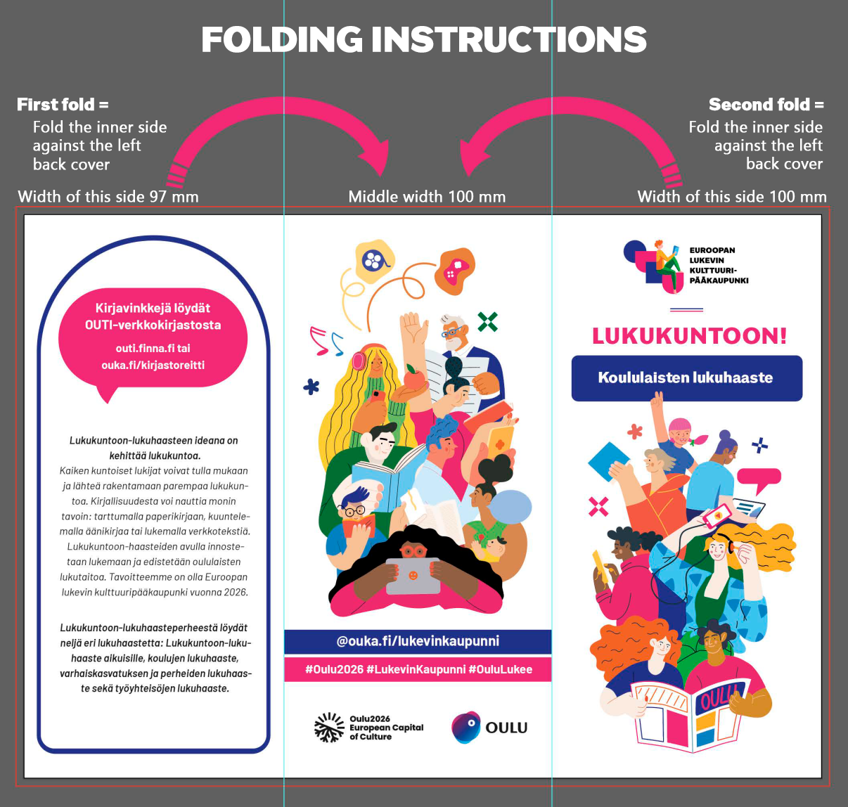 Folding instructions. Fold the sides against the back cover.