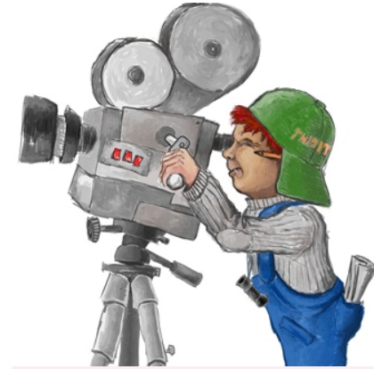 kuvassa piirros henkilöstä joka kuvaa videokameralla