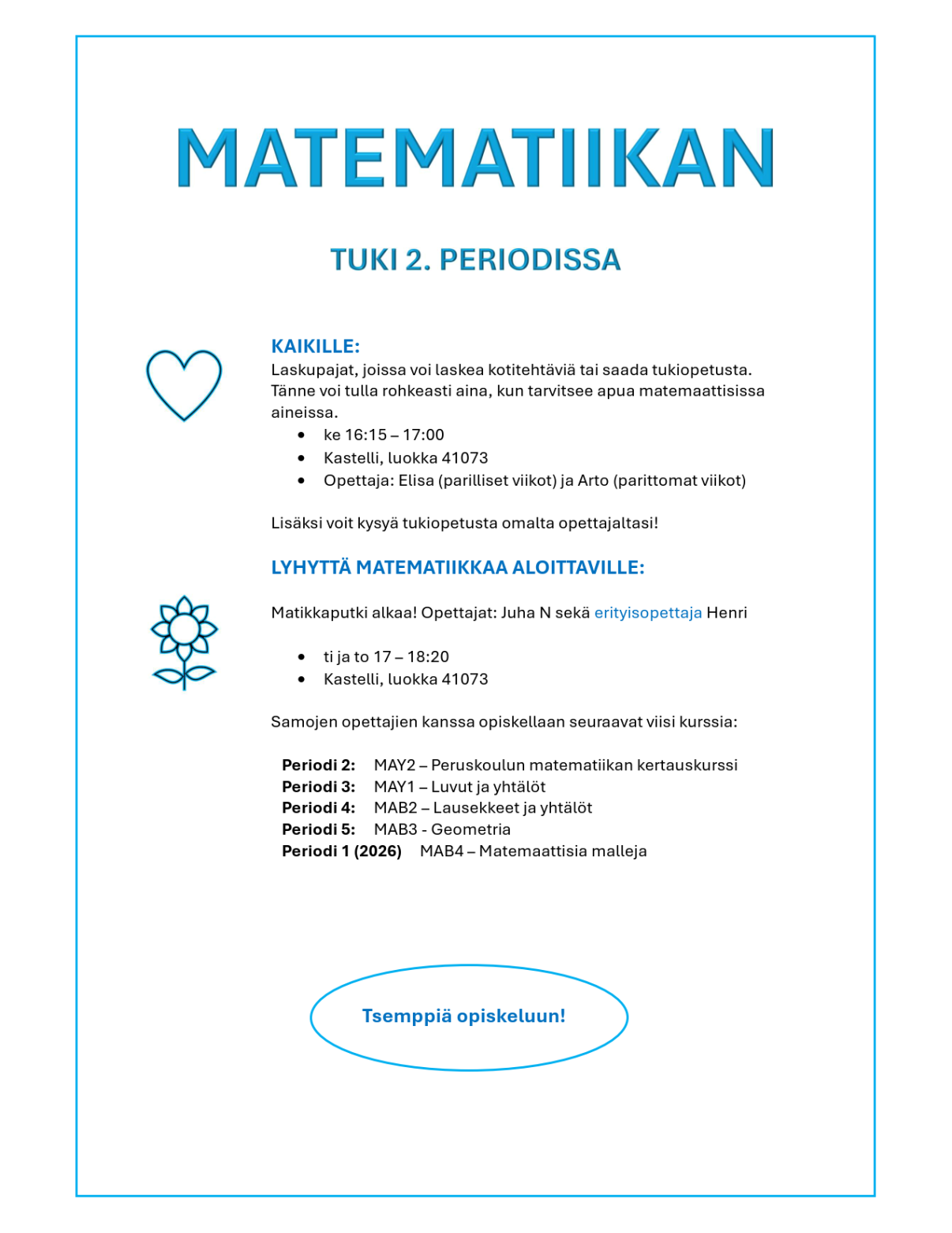 Matematiikan tuki 2. periodissa