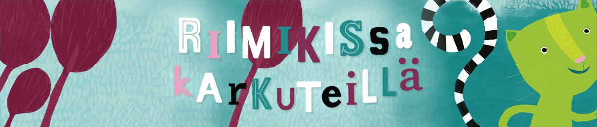 Riimikissa karkuteillä -kuvitus & teksti