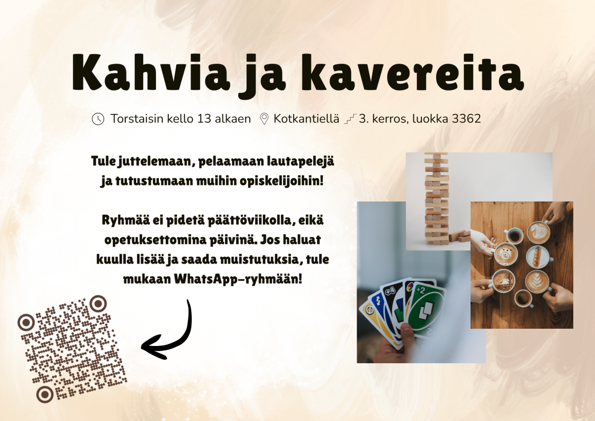 Juliste kahvia ja kavereita -tilaisuudesta