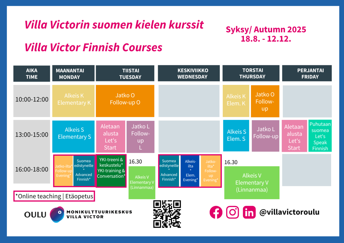 Suomen kurssien lukujärjestys