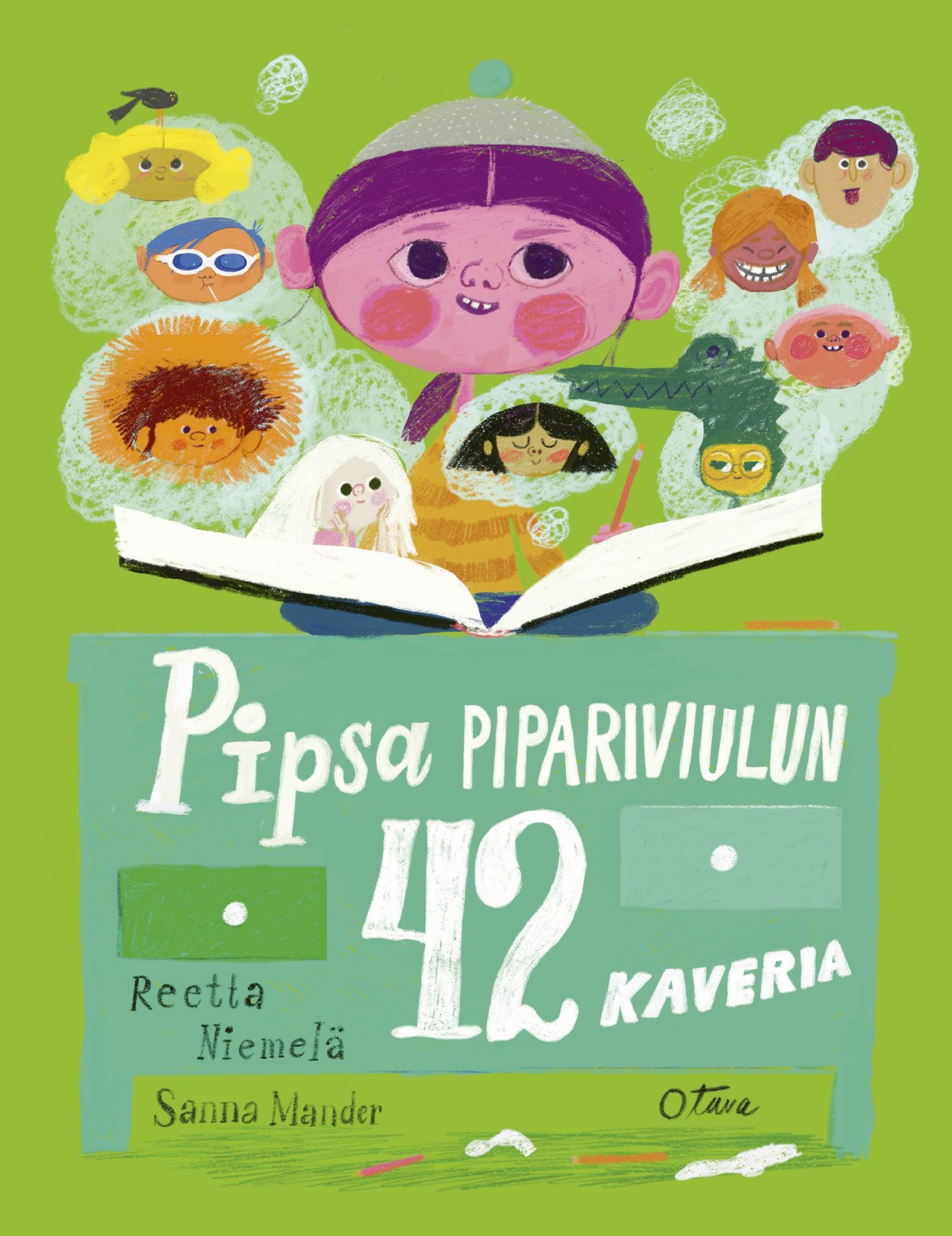 Pipsa Pipariviulun 42 kaveria -kirjan kansikuvitus