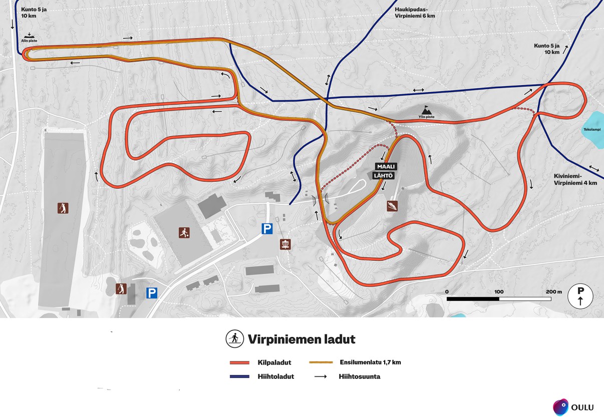 Kartta Virpiniemen laduista