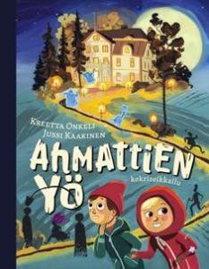 Ahmattien yö: kekriseikkailu -kirjan kansikuvitus