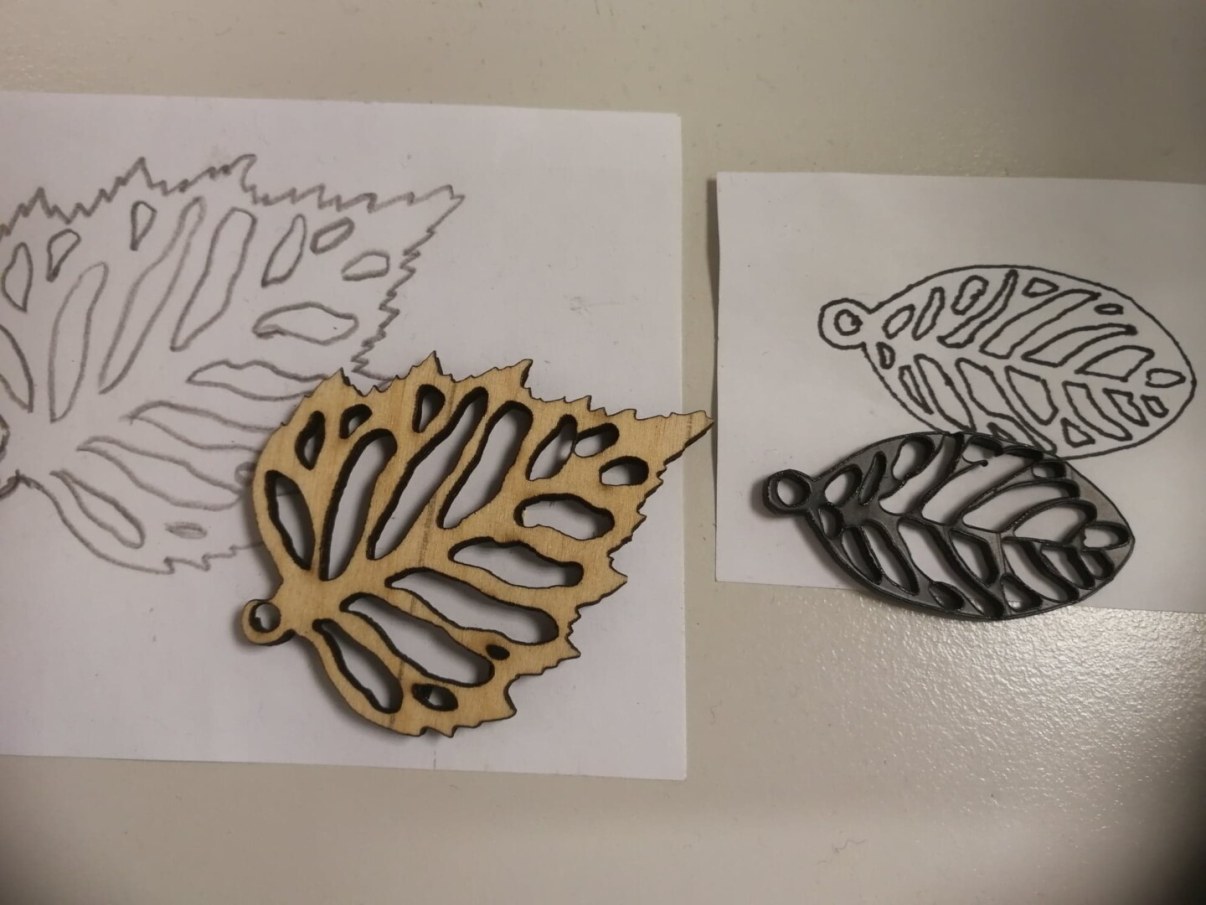 Kuva oppilaiden laserleikkuritöistä