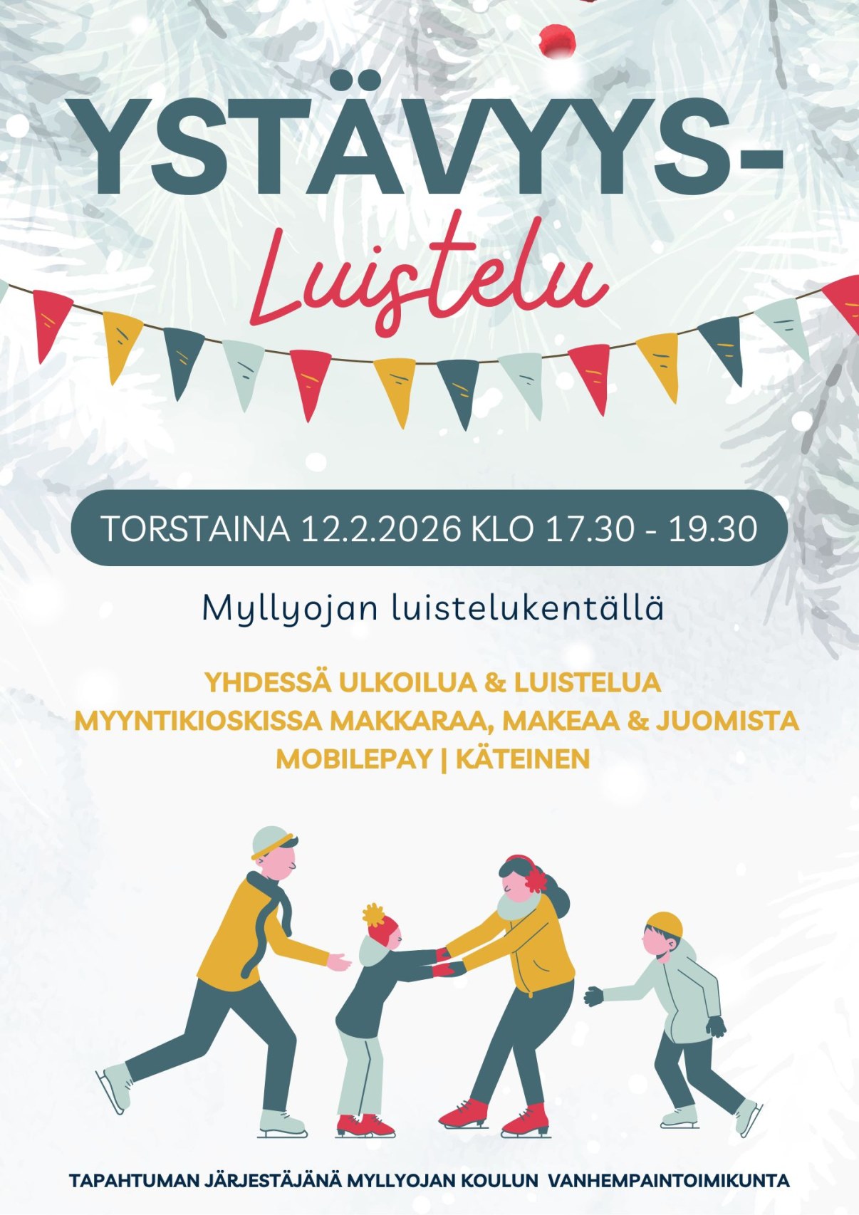 Ystävyysluistelu Myllyojan luistelukentällä to 12.2.2026