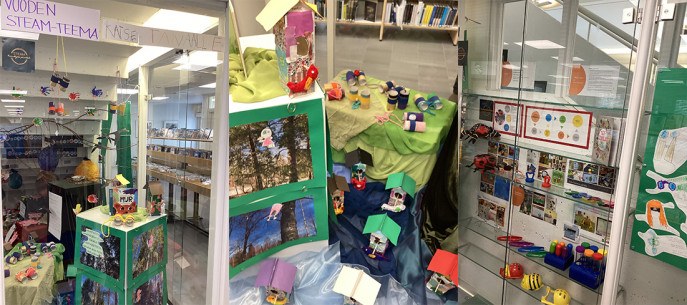 Lasten töiden esittelyä