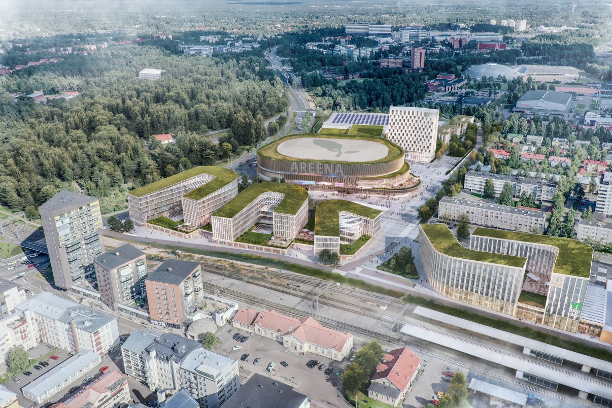 Havainnekuva Asemakeskuksen alueesta.