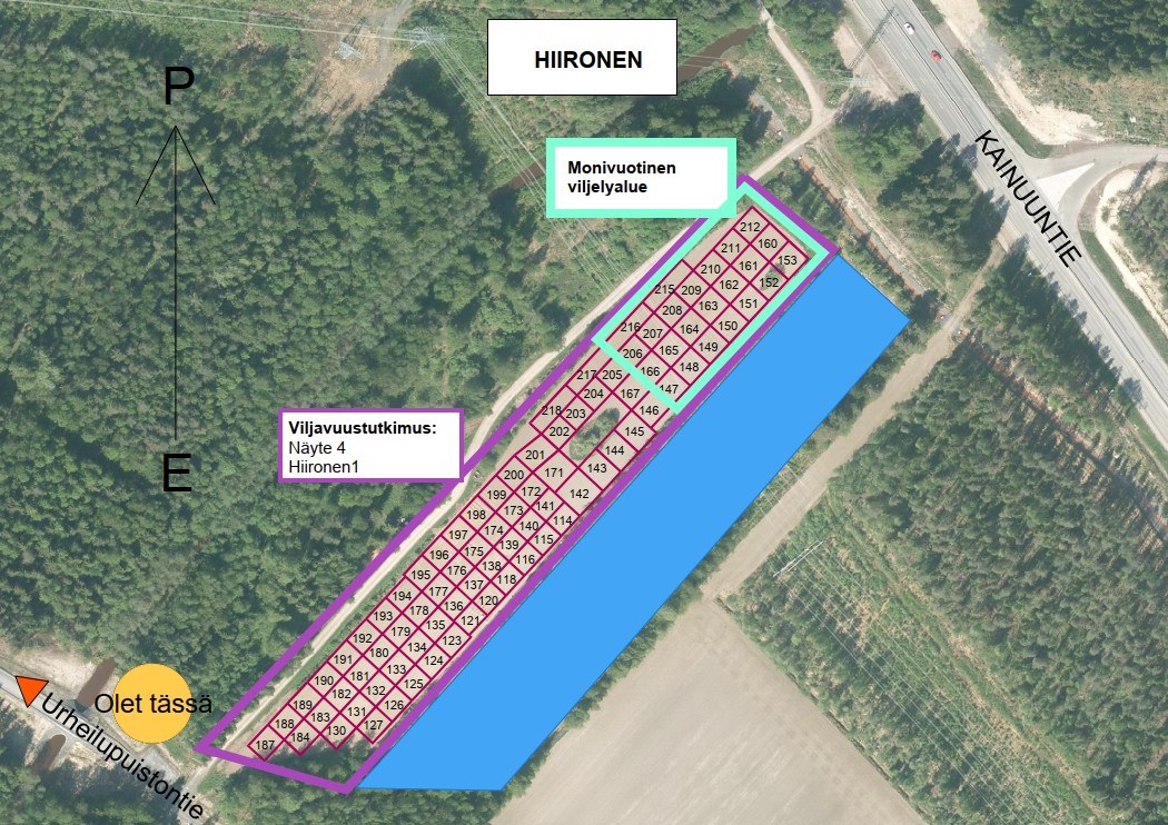 Hiirosen palstaviljelyalueen kartta