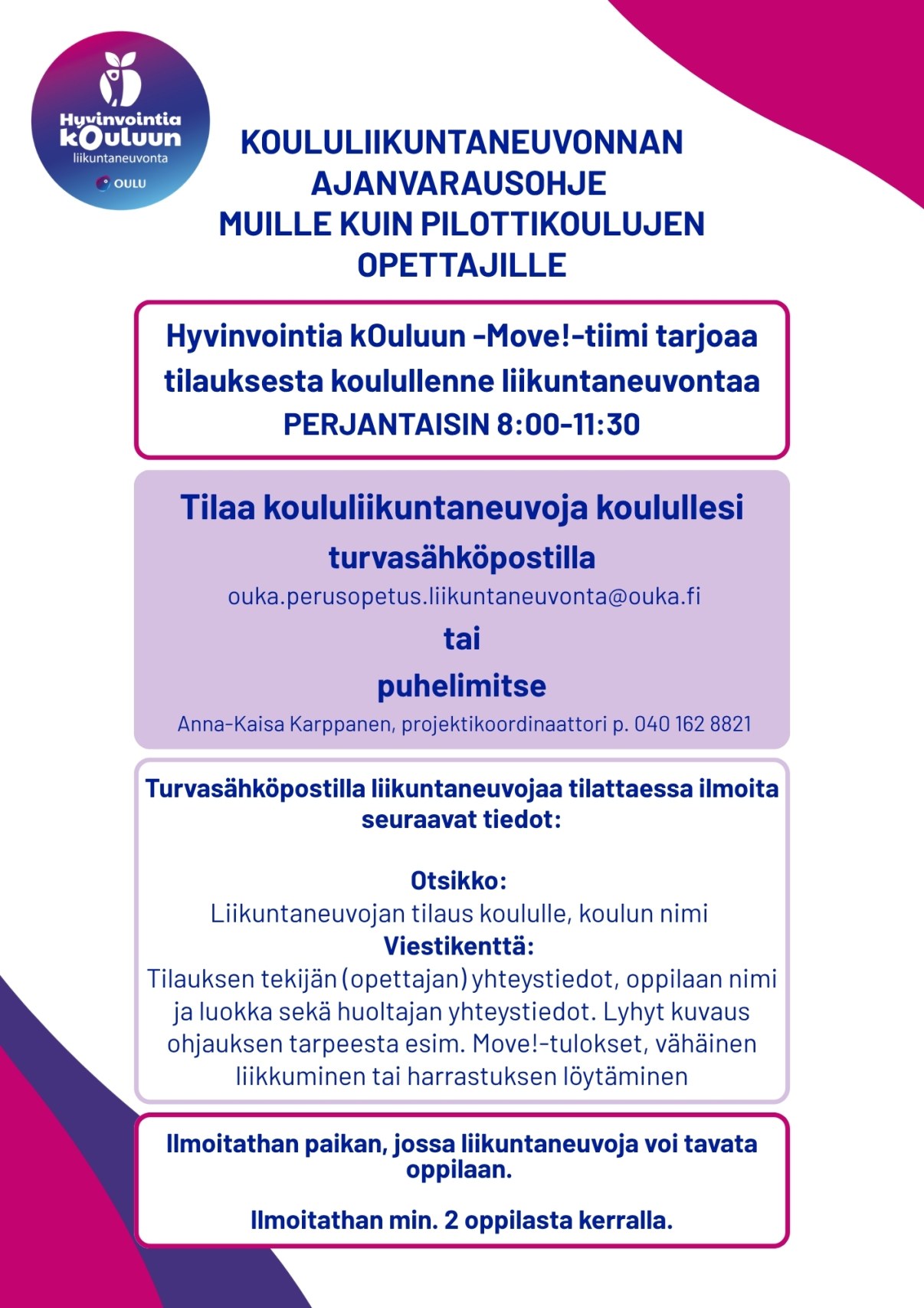 Ajanvarausohje muille kuin pilottikouluille