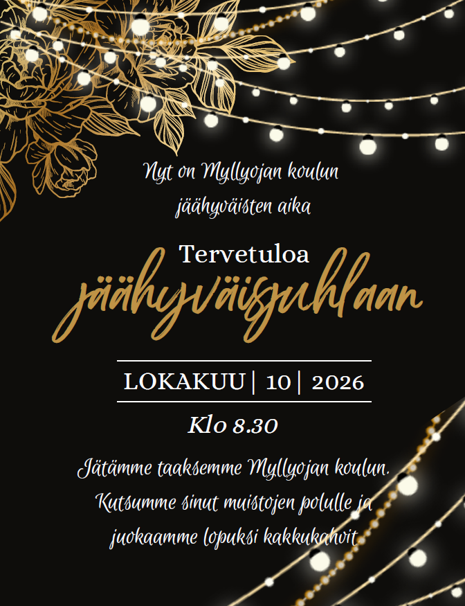 Kutsu huoltajille Myllyojan koulun jäähyväisjuhlaan