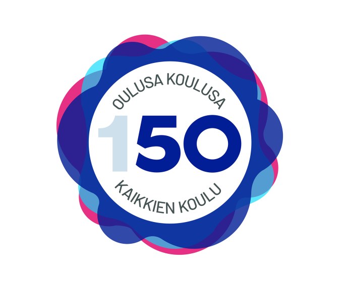 Perusopetuksen 50-vuotisjuhlavuoden logo.