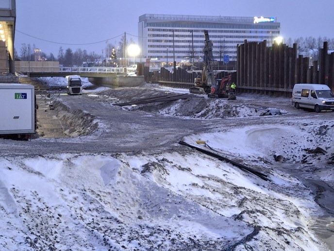 Työmaa-aluetta joulukuussa 2024.