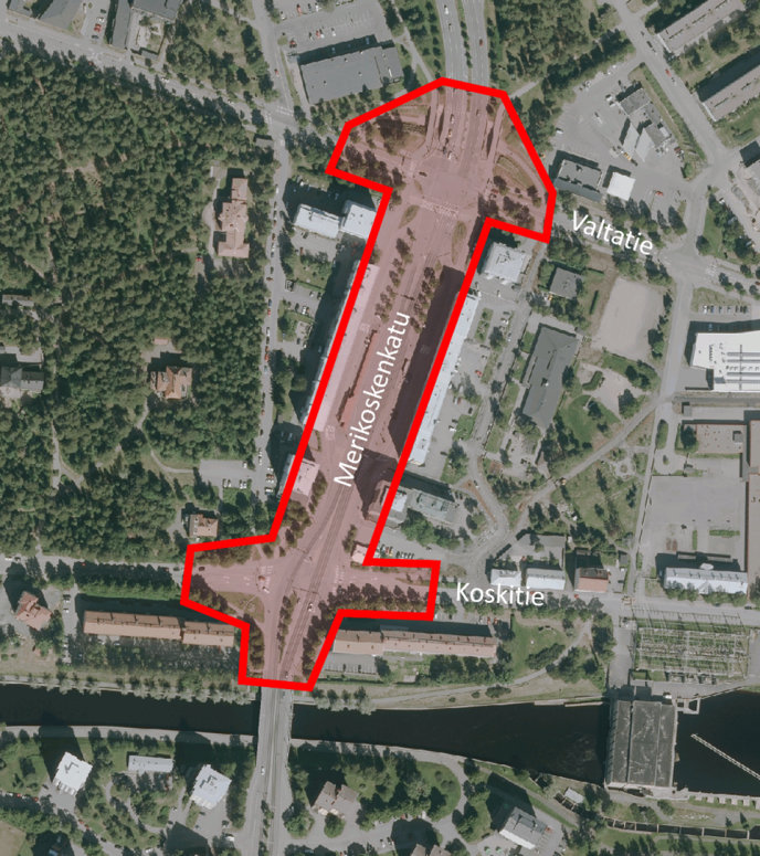 Merikosken kadun suunnittelualue