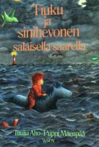 Tiuku ja sinihevonen salaisella saarella -kirjan kansikuvitus