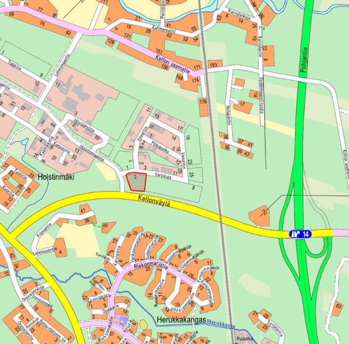 Huutokauppatontti opaskartalla Varsikuja 2